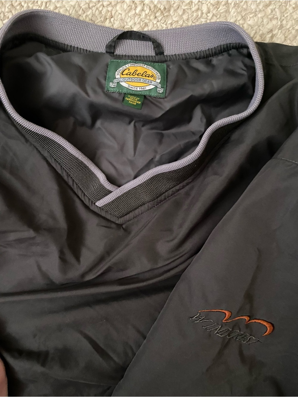 Cabela's Black Lightweight Pullover with Gray Trim and Orange Logo